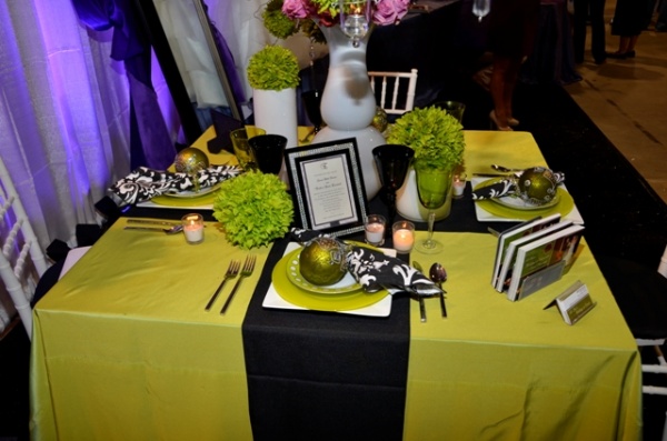 bright lemon green table setting