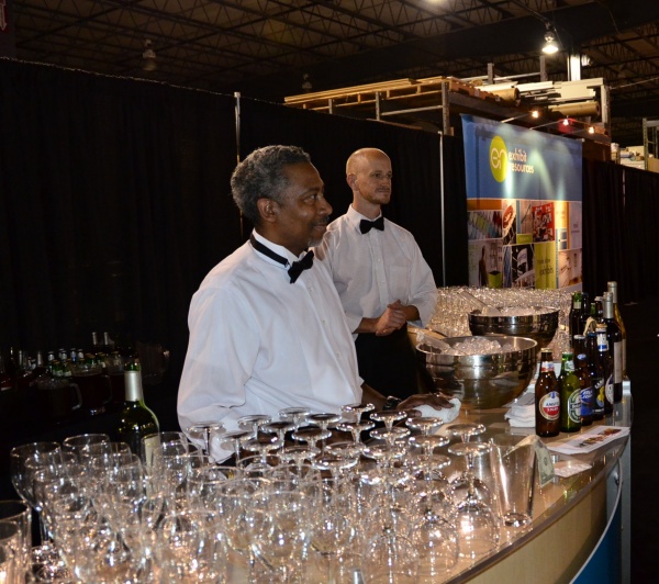Albert and Jim serving at the bar for a Raleigh Chamber Event