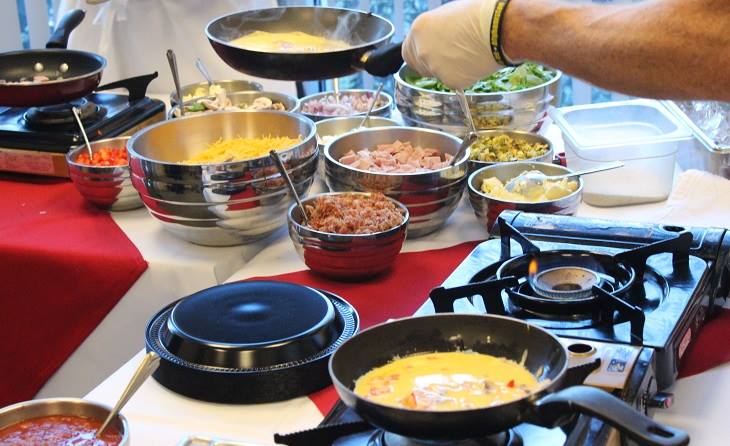 omlet station at catering by design